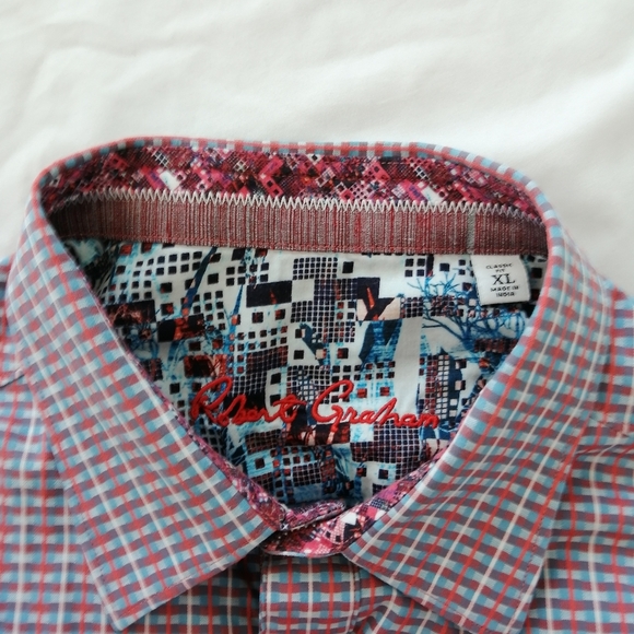 Robert Graham Men's Classic Fit Button Up Red and Blue Checkered XL - Picture 13 of 16
